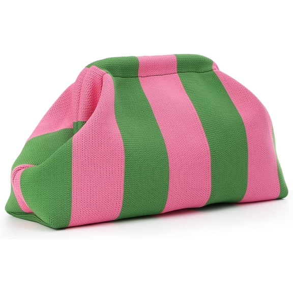 Summer Beach Dumpling Clutch Purses for Women, Woven Crochet Handbags Ruched Cloud Colorblock 2024