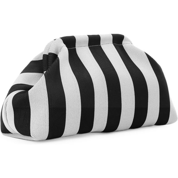 Summer Beach Dumpling Clutch Purses for Women, Woven Crochet Handbags Ruched Cloud Colorblock 2024