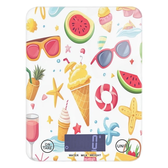 Summer Beach Elements Food Scale Digital Kitchen Scale Waterproof Grams Ounces lbs for For Baking and Cooking
