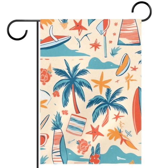 Summer Beach Elements Garden Flag Double Sided House Flag for Outdoor Home, Personalized All Year Round Yard Decor 12 x 18 Inch