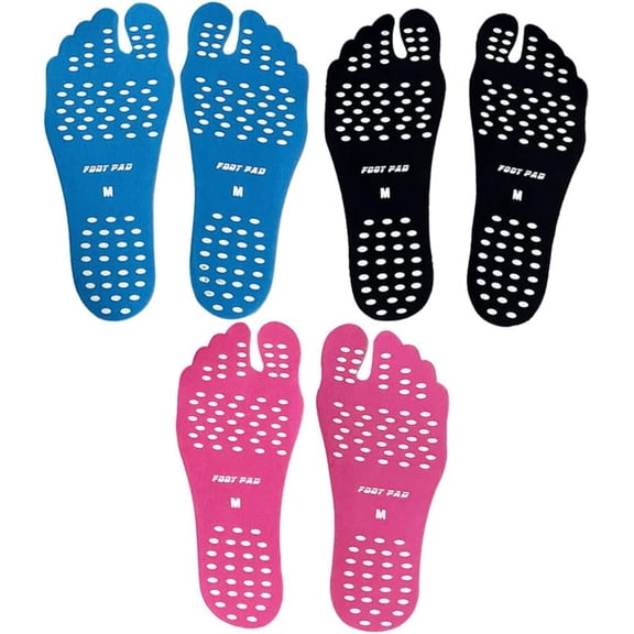 Summer Beach Foot Pads 3-Packs Discreet Adhesive Sole Stickers for Foot Protection on Hot Sand, Pool & Water Sports (Size M)