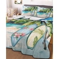 thumbnail image 1 of Summer Beach Full Size Down Alternative Comforter, Lightweight Comforter Quilt Bedding Set with Pillow Shams Tropical Coastal Palm Tree Surfboard All Seasons Bed Comforter Duvet Insert 78"x90", 1 of 7