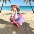 thumbnail image 1 of Summer Beach Goose Outfits for 7-Inch Lawn Goose, 5-Piece Vacation Style Clothes Set with Straw Hat, Pink Sunglasses, Watermelon Swim Ring & Gingham Dress, Porch Goose Costumes Decor, 1 of 5