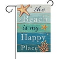 thumbnail image 1 of Summer The Beach is My Happy Place Decorative Garden Flag, Blue Coastal Starfish Farmhouse Yard Outside Home Decoration, Coral Pearl Nautical Rustic Outdoor Small Decor Double Sided 12 x 18, 1 of 6