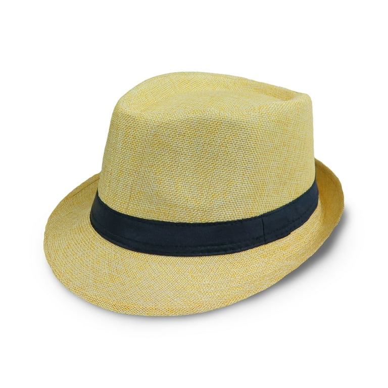 Summer Beach Hat Sun Screen Linen Fedoras Outdoor Travel Hats Men | Women |  Unisex (Yellow)