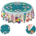 thumbnail image 1 of Summer Beach Hawaii Tropical Funny 3D Waterproof Picnic Patio Party Round Table Cloth Cover Decorations Fabric 60 Inch Circular Tablecloth for 20-47 Inch Home Dining Room Kitchen Decor, 1 of 6