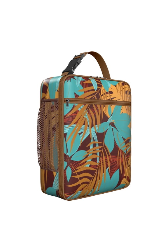Summer Beach Hawaiian Hibiscus Insulated Lunch Bag – Tropical Floral Hawaiian Print Jungle Leaves Exotic Floral Botanical Jungle Leaves Summer Hawaiian Palm Leaf and Exotic Flowers Tropical Tote
