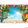 thumbnail image 1 of Summer Beach Hawaiian Photography Backdrop Seaside Tropical Hawaiian Aloha Luau Flamingo Baby Birthday Party Photo Background, 1 of 5