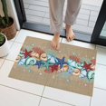 thumbnail image 1 of Summer Beach Indoor Door Mat 18x30 Inch Starfish Shell Coral Coastal Vintage Brown Linen Front Door Mat Non Slip Washable Entryway Rug Low Profile Dirt Trapper Doormat for Bathroom Kitchen Bedroom, 1 of 9