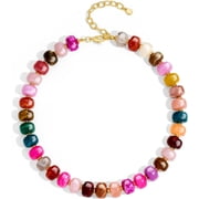 BOOTOOL Colorful Chunky Beaded Necklace for Women, Trendy Statement Big Barrel Resin Bead Choker Necklaces Boho Charm Jewelry Cute Gifts for Love