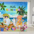 thumbnail image 1 of Summer Beach Kids Shower Curtains,Cute Gnomes Hawaii Romantic Bathroom Curtains,Girls Boys Adults Home Decor,Tropical Coconut Trees Ocean Colorful Waterproof Curtains,12 Hooks Suits,72"W x 72"L, 1 of 1