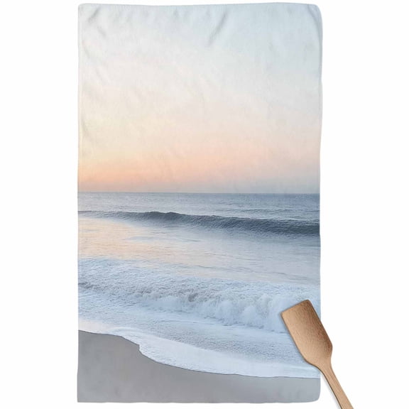 Summer Beach Kitchen Towel Dish Cloths Set of 1, Microfiber Soft Kitchen Hand Towels, Coastal Nautical Seaside Ocean Absorbent Quick Drying Dishcloths 18 x 28 Inches