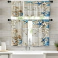 thumbnail image 1 of Summer Beach Kitchen Window Curtains Valance and Tier Set 36 Inch, Sea Shell Starfish Rod Pocket Short Tier Curtain for Bathroom, Tropical Small Cafe Drapes for Kitchen Decor, 1 of 5