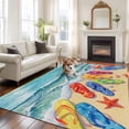thumbnail image 1 of Summer Beach Large Area Rugs 6x9 ft Sea Beach Slippers Sea Stars Washable Rug Non Slip Indoor Carpet Absorbent Floor Mat for Living Room Bedroom Dining Room, 1 of 9