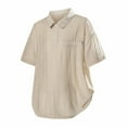 thumbnail image 1 of Summer Beach Linen Shirt for Men Button Up Collared Work Shirts Short Sleeve Casual Cowboy Western Top with Pocket, 1 of 6