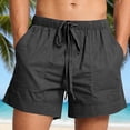 thumbnail image 1 of Summer Beach Linen Shorts For Men Solid Color Elastic Drawstring Waist Multi-Pocket Shorts Lightweight Comfortable Casual Shorts Perfect For Seaside Vacation Daily Wear Dark Gray XXL, 1 of 7