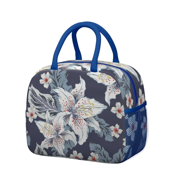 Summer Beach Lunch Tote – Tropical Floral and Hawaiian Print Design, Insulated Portable Cooler Bag for Picnic