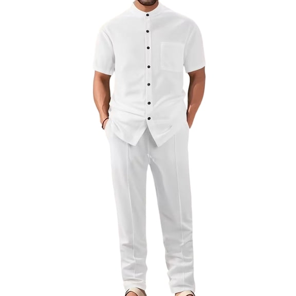 Summer Beach Men's Short-Sleeved Shirt Sets Two-Piece Long Pants Sets Suitable Fordaily Casual Vacations Men's Short-Sleeved T-Shirt Streetwear