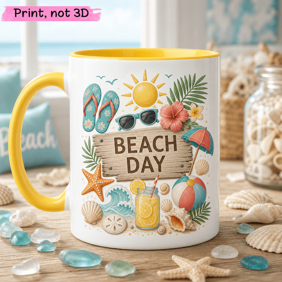 Summer Beach Mug 3D Effect Beach Day Coffee Cup for Summer Gift
