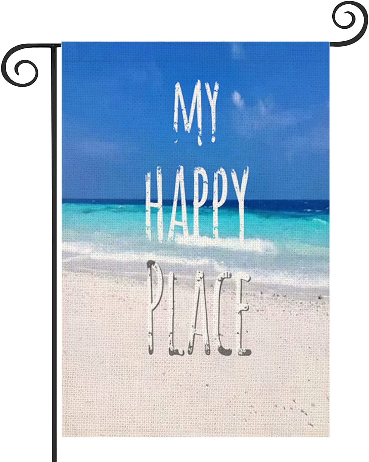 Summer Beach My Happy Place Garden Flag Blue Ocean Sea Tropical Holiday
