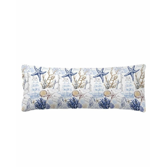 Summer Beach Nautical Coral Starfish Body Pillow Cover, Pillowcase Protectors with Zipper, Breathable Decorative Throw Pillow Case Cover, Pillow Shams for Couch Sofa 20x54Inch
