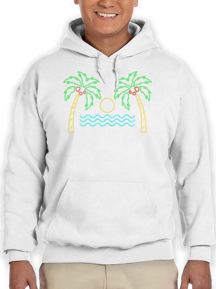 Summer Beach Neon Hoodie Men -SPIdeals Designs, male X-Large, Men's, Size: XL (Men'Small Hoodie), White