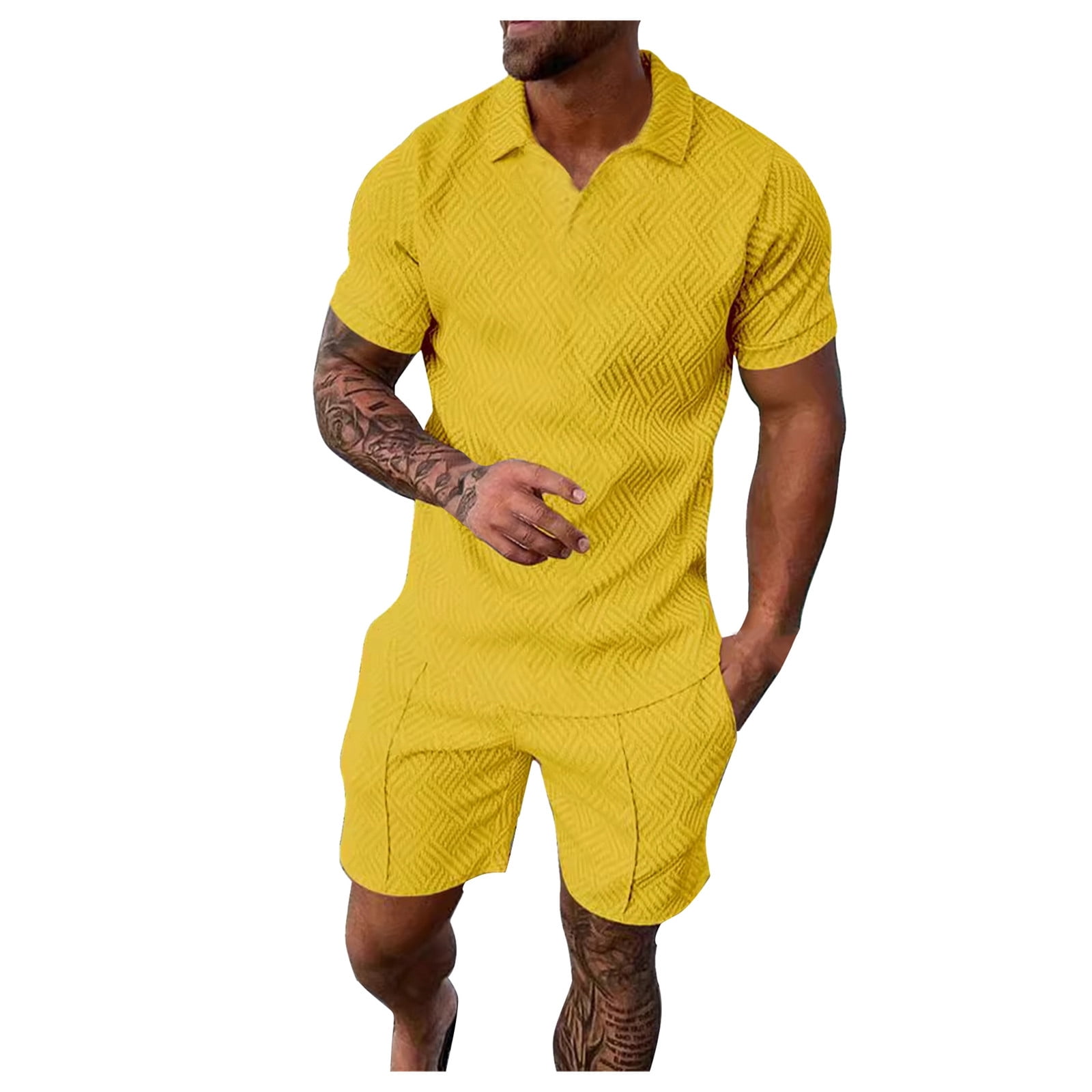 Summer Beach Outfits 2 Piece Matching Polo Shirts and Shorts Set Tracksuits Summer Men Short Sets Casual Sweatsuits Track Suits Cozy Lightweight Sweatsuits Walmart