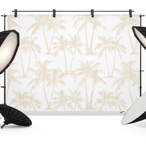 Summer Beach Palm Backdrop for Photography, Tropical Country Coastal Seaside Cream Tree Silhouettes Photo Backdrop Portrait Background Party Banner Photo Backgrounds for Studio Booth Props, 7x5ft