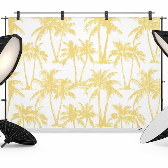 Summer Beach Palm Backdrop for Photography, Tropical Country Coastal Seaside Yellow Tree Silhouettes Photo Backdrop Portrait Background Party Banner Photo Backgrounds for Studio Booth Props, 7x5ft