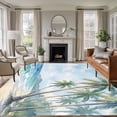 thumbnail image 1 of Summer Beach Palm Tree Area Rugs 5'x7', Washable Small Throw Rugs for Laundry Room Playroom, Blue Coastal Tropical Ocean Indoor Outdoor Rug Non-Slip Low Pile Carpet Runner Reversible Floor Mats, 1 of 8