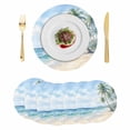thumbnail image 1 of Summer Beach Palm Tree Round 15 Inch Placemats Set of 6, Blue Coastal Tropical Ocean HeatResistant Non Slip Place Mats for Dining Table, Wipeable Braided Kitchen Table Mats for Housewarming, 1 of 9