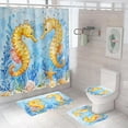 thumbnail image 1 of Summer Beach Palm Tree Shower Curtains Set with Non- Rugs Bath Mats Toilet Lid Cover, Beachy Theme Decor Bathroom Decor, Nautical Bathroom Curtain Shower Sets, 1 of 6