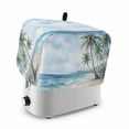 thumbnail image 1 of Summer Beach Palm Tree Toaster Cover 4 Slice, Blue Coastal Tropical Ocean Dustproof Bakeware Oven Protector with Top Hook, Waterproof Small Kitchen Appliance Toasters Dust Cover, 12"x11"x8", 1 of 7