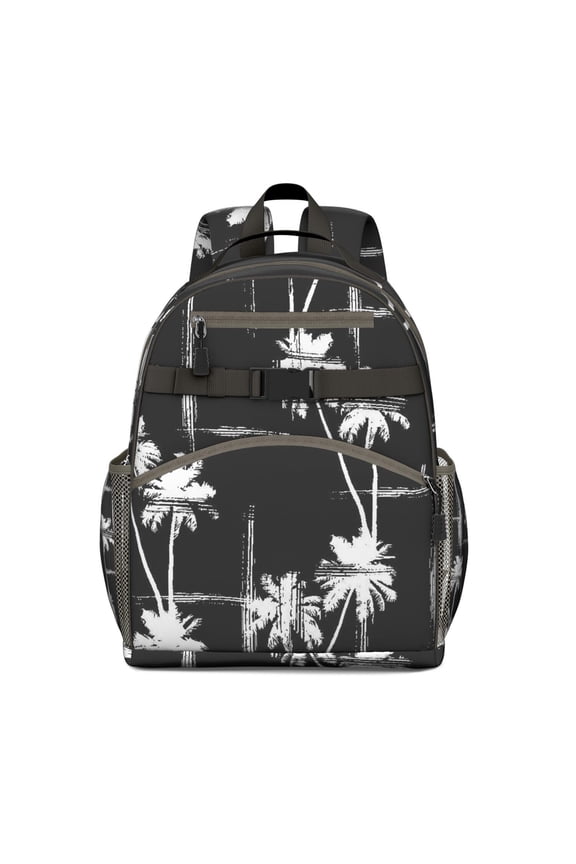 Summer Beach Palm Trees Backpack - Spine-Protecting Waterproof Bag with Multiple Pockets