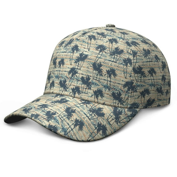 Summer Beach Palm Trees Baseball Cap, Lightweight Quick-Drying Dad Hat with Sweat Absorption, Ocean Sunset with Palm Trees and Tropical Beach Sunset Pattern Adjustable Cap for Daily Wear and Gifts
