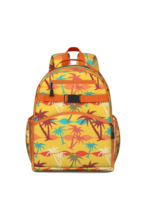 Summer Beach Palm Trees Book Bag - Waterproof & Ergonomic Backpack with Chest Strap