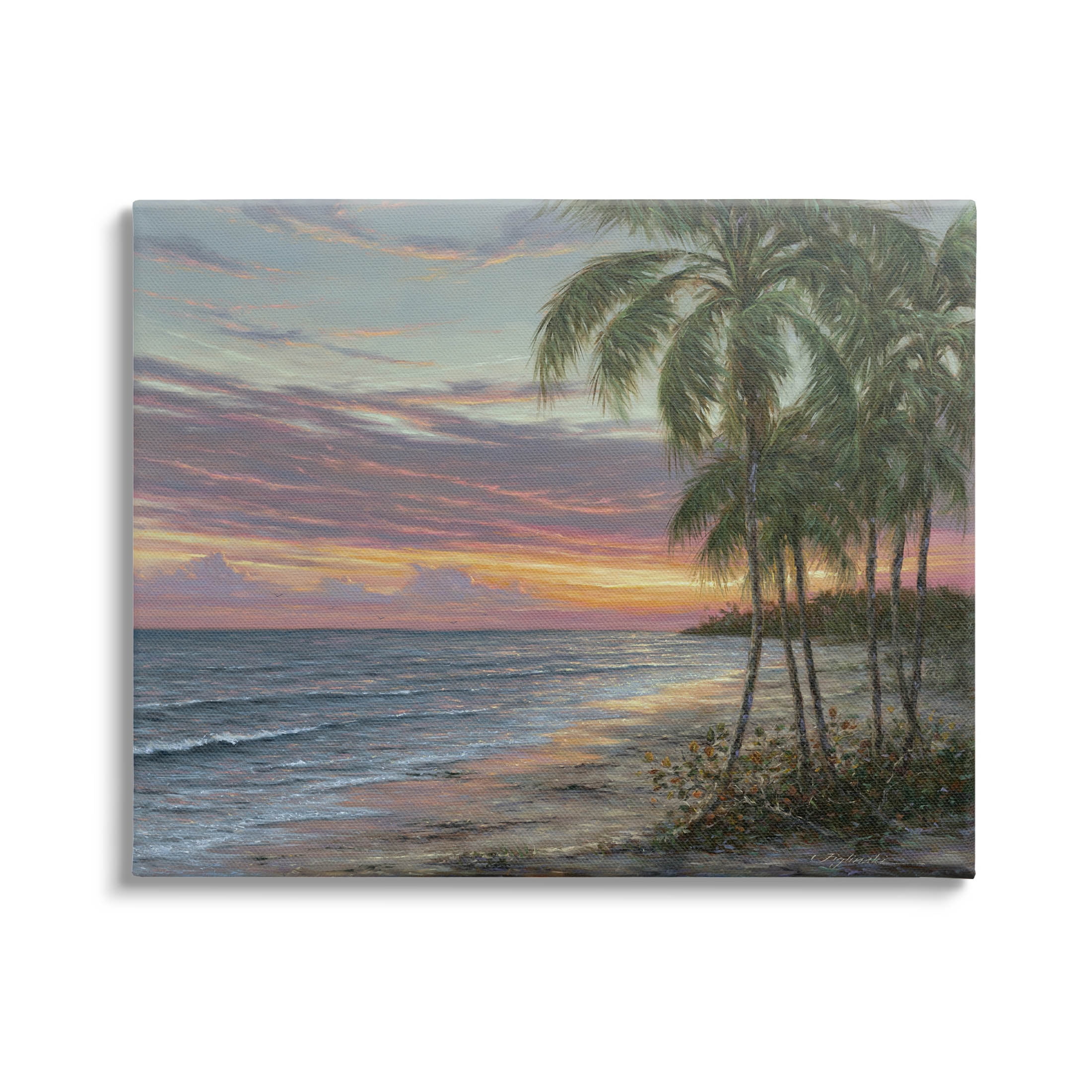 Summer Beach Palm Trees Coastal Landscape Canvas Art