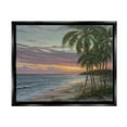 thumbnail image 1 of Summer Beach Palm Trees Coastal Painting Jet Black Framed Art Print Wall Art, 1 of 6