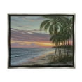 thumbnail image 1 of Summer Beach Palm Trees Coastal Painting Luster Gray Framed Art Print Wall Art, 1 of 6