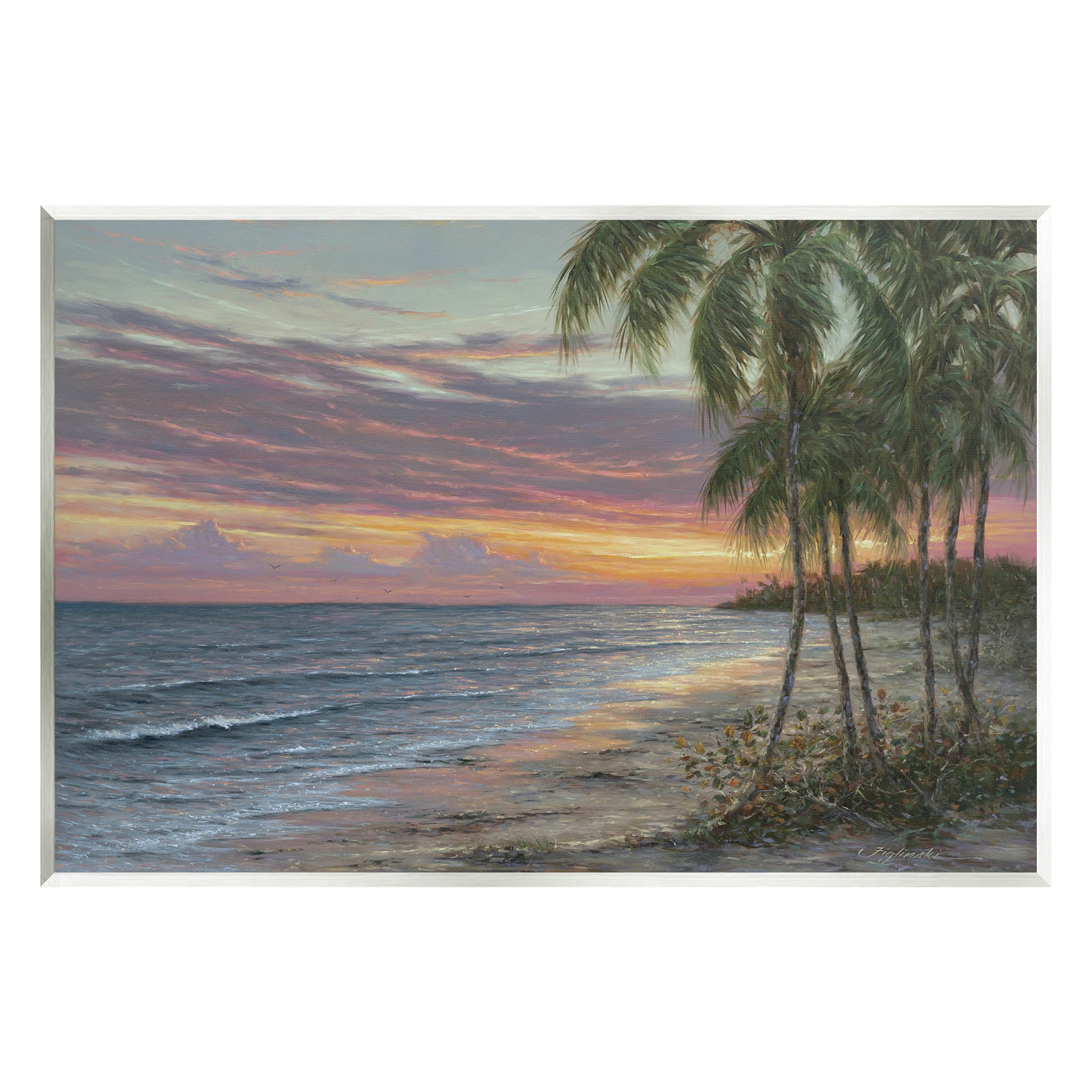 Summer Beach Palm Trees Coastal Painting Unframed Art Print Wall Art