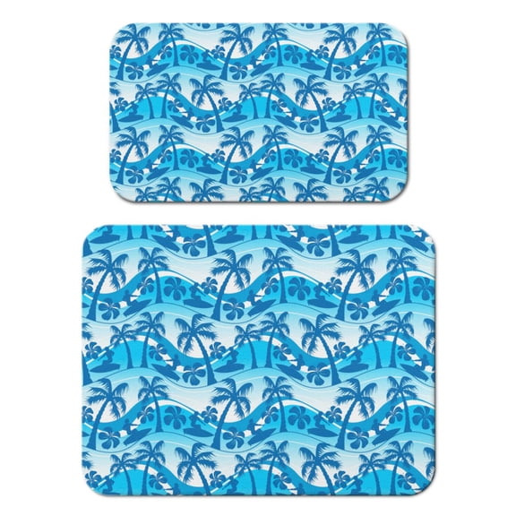 Summer Beach Palm Trees Coffee Mat, Absorbent Diatom Mud Kitchen Pad with Vibrant Tropical Design, Hawaiian Palm Tree Sunset Decor Mat