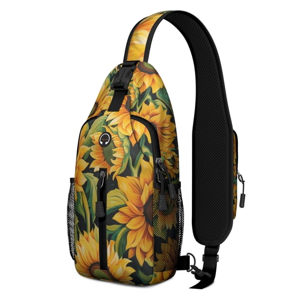 Summer Beach Palm Trees Outdoor Sling Backpack – Durable Lightweight Bag with Boho Tropical Sunset and Ocean View Prints, Perfect for Daily Use