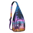 thumbnail image 1 of Summer Beach Palm Trees Sling Bag, Waterproof Shoulder Bag with Hide the Keyhole, Comfortable & Easy Access for Women & Men, 1 of 4