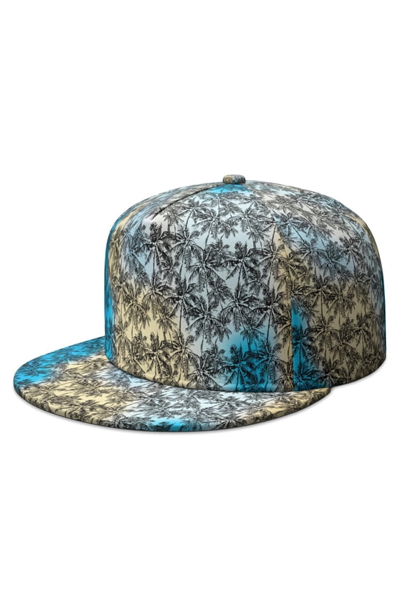 Summer Beach Palm Trees Trucker Hat - Flat Visor Cap for Traveling & Social Gatherings | Minimalist Style
