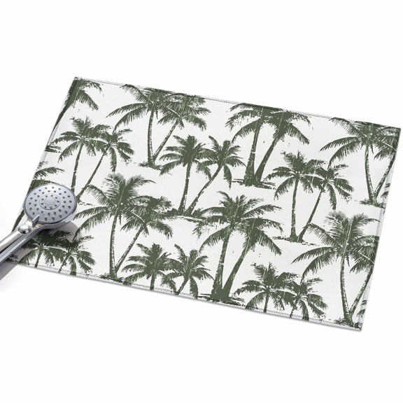 Summer Beach Palm Washable Area Rug 2 x 3 ft Tropical Country Coastal Dark Green Tree Silhouettes Soft Non Slip Rugs Stain Repellent Indoor Felt Carpet for Living Dining Room Bedroom Home Office