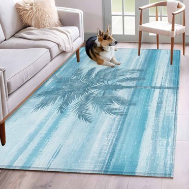 Tropical Palm Tree 8FT Round Area Rugs for Living Room Vintage Summer ...