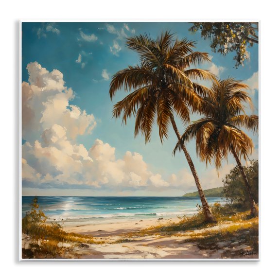 Stupell Industries Summer Beach Palms & Clouds Wall Plaque Art, design by Creative Studio, 12 x 12