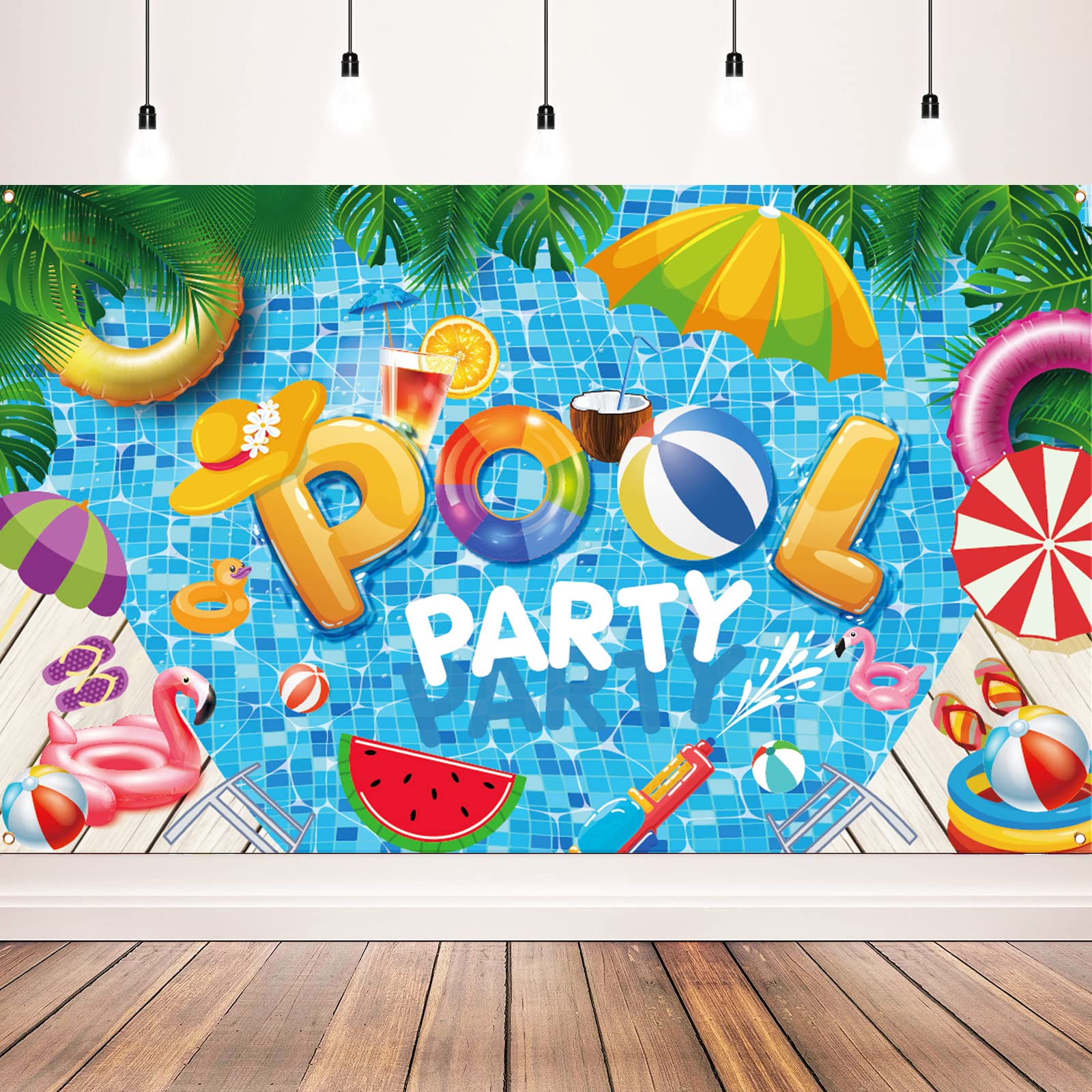 Pool Part Backdrops Summer Beach Party CORNET Decorations, Pool Party Banner Backdrop for ...
