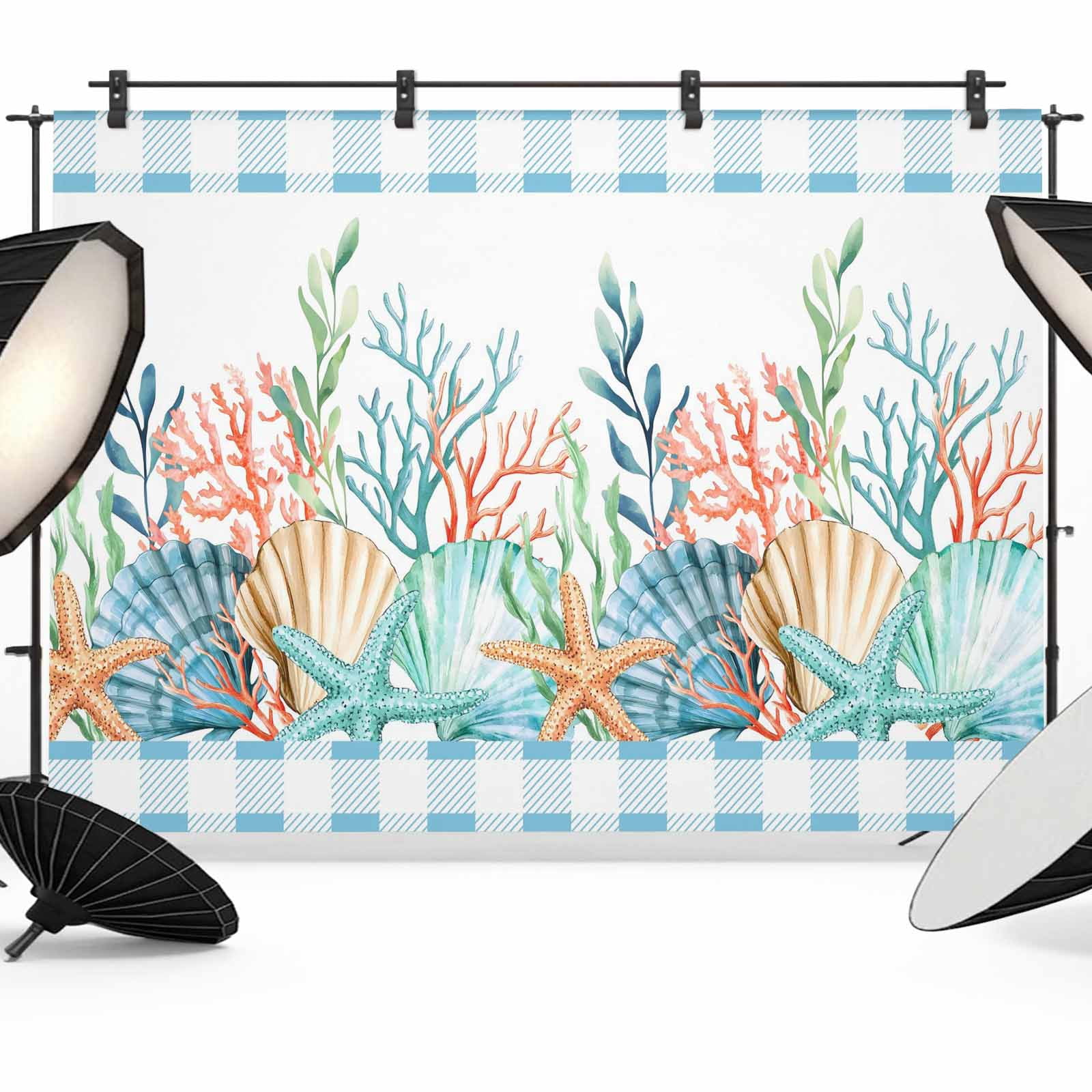 Summer Beach Photography Backdrop 12x8FT, Ocean Colorful Coral Shell ...