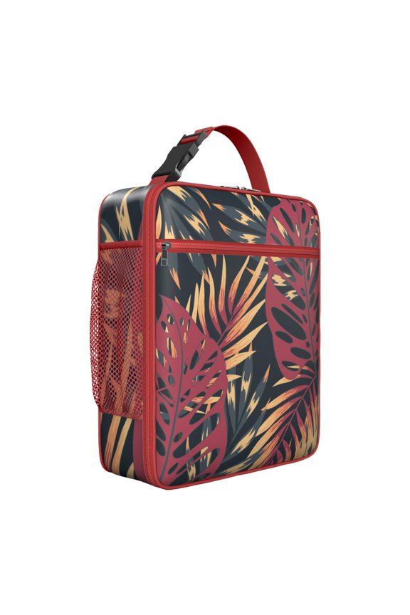 Summer Beach Resort Tropical Insulated Lunch Bag – Tropical Floral Hawaiian Print Jungle Leaves Exotic Floral Hawaiian Hibiscus Botanical Jungle Leaves Summer Hawaiian Palm Leaf Boho Tote